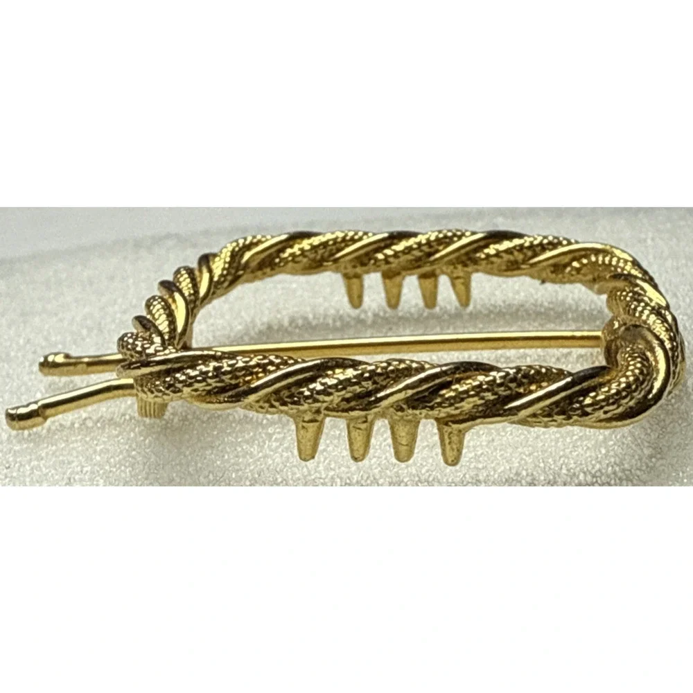 Vintage Twisted Rope Gold Tone Metal Hair Barrette Square